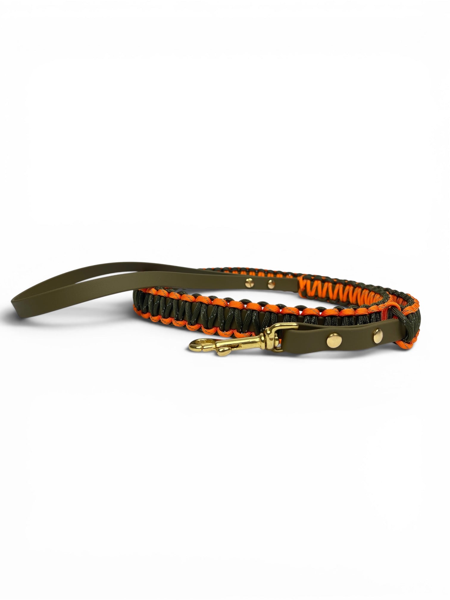 BioThane Hundeleine mit reflektierendem Paracord Olive