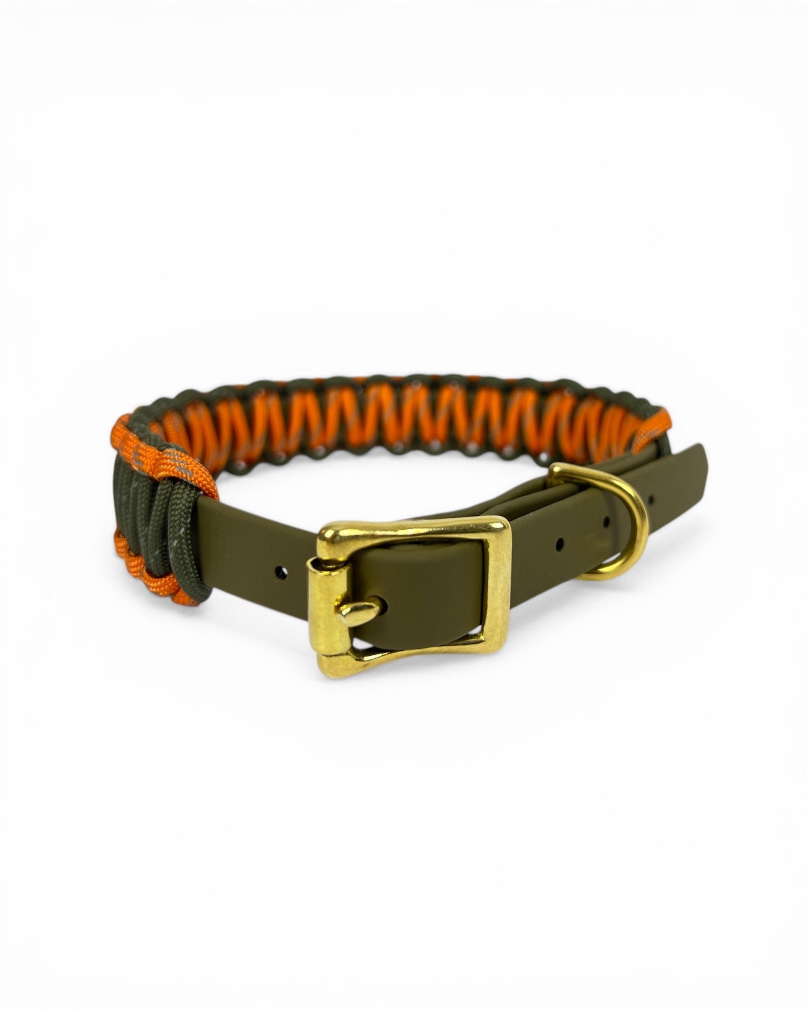 BioThane Hundehalsband mit reflektierenden Details Olive