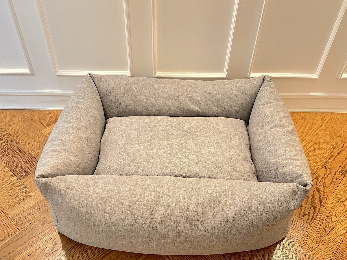The DOXS Bed in Skandi flat weave, light grey